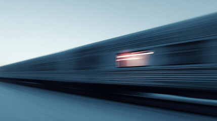 Creative background with a fast moving train captured with motion blur, showing a single illuminated window