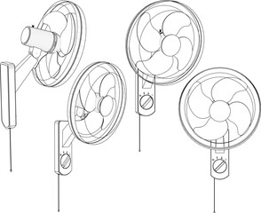 vector illustration of small portable wall fan design for heat dissipation
