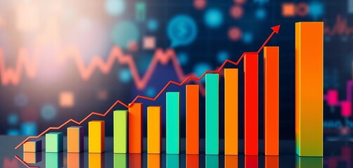 Bar graph depicting financial market trends, economic growth,  fluctuation,  chart