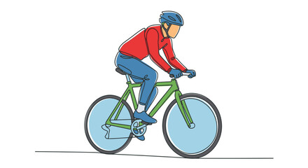 Fototapeta premium Single Line Drawing of Cyclist Riding a Bicycle