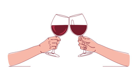 Two Hands Toasting with Glasses of Red Wine