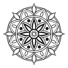 mandala, mandala design, mandala design idea, mandala design vector, mandala sample Isolated flower mandala in vector. Round line pattern. Vintage monochrome element for coloring pages and design	