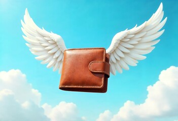 Illustration of Wallet with Wings &ndash; Concept of Money Flying Away
