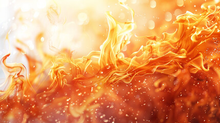 abstract illustration fire explosion glowing with a dazzling inferno of glittering heat and swirling smoke, embodying the elemental power