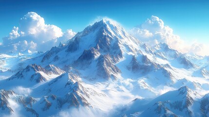 Majestic snowcapped mountain range