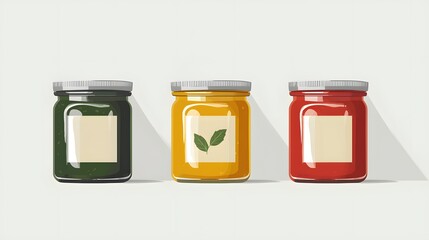 42. Pasta sauce jars with minimalist labels and bold ingredient icons