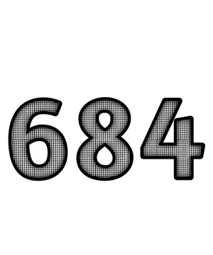Black and white color numbers 684