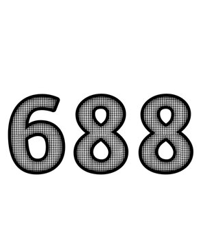 Black and white color numbers 688