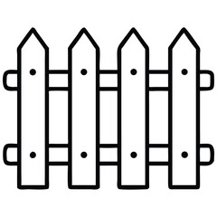 Simple Outline Style Picket Fence Illustration with Classic Design and Rural Appeal