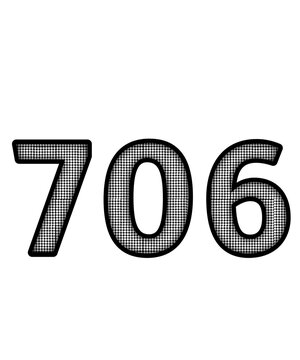 Black and white color numbers 706
