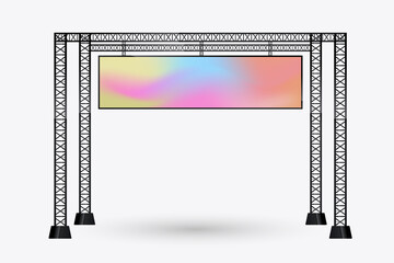 A huge hanging LED Mockup crossing the street for long, and realistic LED screen light box. the Illuminated technology long screen cross the road for advertising lempty space for design