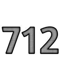 Black and white color numbers 712