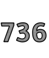 Black and white color numbers 736