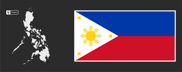 vector map and flag of the philippines