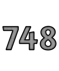 Black and white color numbers 748