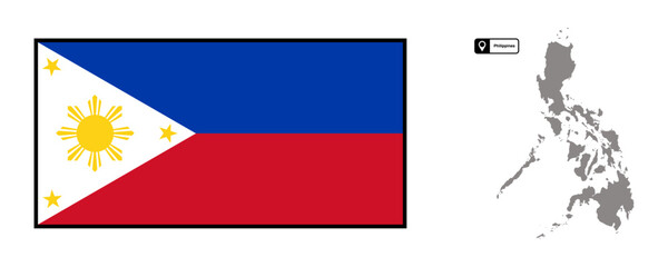 vector map and flag of the philippines