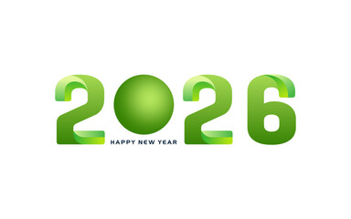 2026 numbers. creative design of new year 2026 with green numbers on white background