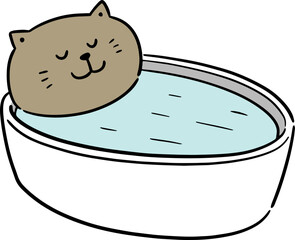 Illustration of cat bathing
