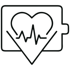 Stylized Heart Rate Pulse in Rectangular Icon with Downward Arrows