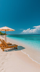 beach chairs and umbrella on the beach