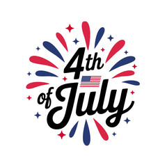 Words happy 4th of July and a US flag perfect for Independence Day celebrations social media posts, marketing materials, and greetings.