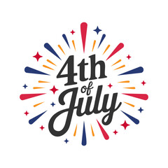 Words happy 4th of July and a US flag perfect for Independence Day celebrations social media posts, marketing materials, and greetings.