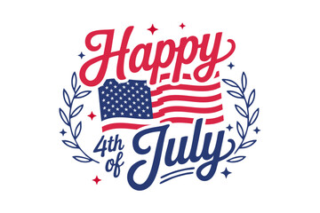 Words happy 4th of July and a US flag perfect for Independence Day celebrations social media posts, marketing materials, and greetings.