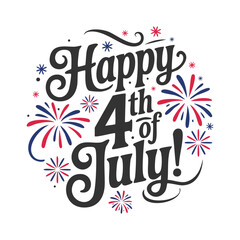 Words happy 4th of July and a US flag perfect for Independence Day celebrations social media posts, marketing materials, and greetings.
