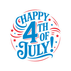 Words happy 4th of July and a US flag perfect for Independence Day celebrations social media posts, marketing materials, and greetings.