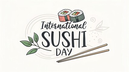 Celebrate International Sushi Day with a festive design featuring sushi rolls, chopsticks, and elegant floral elements, perfect for banners, posters, and social media promotions.