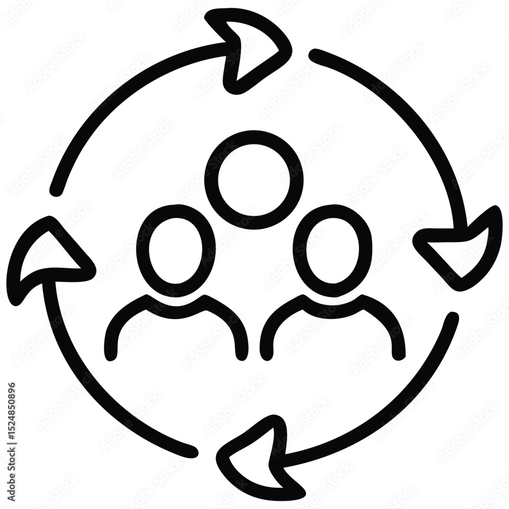 Poster team collaboration cycle people connected with circular arrows for business process and workflow