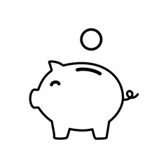 Piggy bank with money line icon. Vector Illustration design.