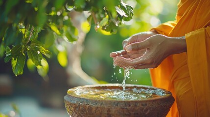 Watering the Bodhi Tree - Symbolizing gratitude for the tree under which Buddha attained enlightenment.