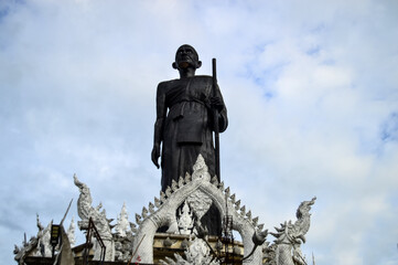 Black Buddha statue , Symbols of Buddhism, Southeast Asia, at Phra That Doi Khu temple, Doi saket,...