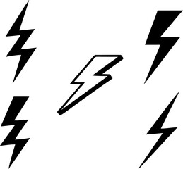 Lightning bolt icon set, Energy and thunder electricity symbol concept, vector Illustration