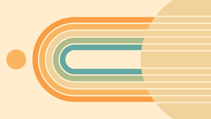 Abstract background of rainbow groovy Wavy Line design in 1970s Hippie Retro style. Vector pattern ready to use for cloth, textile, wrap and other.