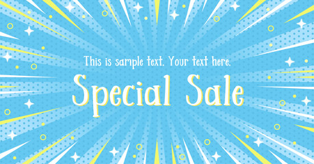 レトロポップな、サンバースト背景素材 ( フレーム　見出し　タイトル　セール　チラシ　バナー　放射背景　サマーセール )