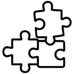 Three Outline Puzzle Pieces Interlocked Unity, Strategy, and Solution Illustration