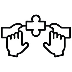 Obraz premium Two Hands Connecting Puzzle Piece, Partnership and Collaboration Concept, Problem Solving Icon