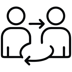 Two People Exchanging or Returning Something, Showcasing Communication or Feedback Process with Arrows