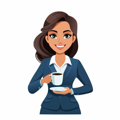 Cute Businesswoman Holding Coffee Cup
