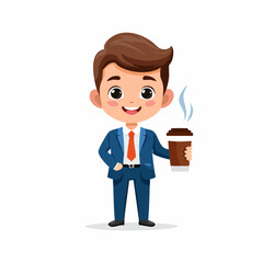 Businessman icon holding coffee cup