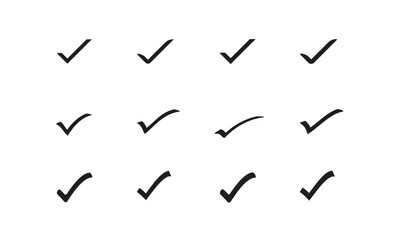 Black Tick Mark Icon Set.