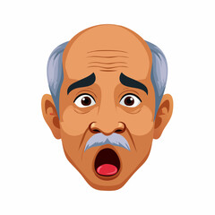 Shocked old man face with mouth open and raised eyebrows