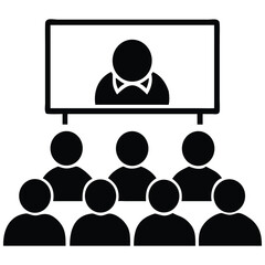 Video Conference Showing Online Meeting and Remote Team Communication Icon