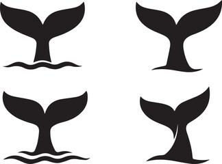 Whale tail set isolated vector illustration