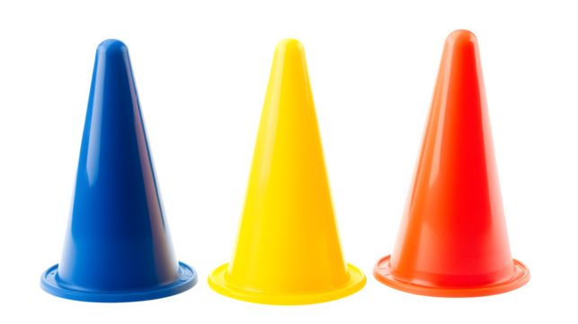 A set of agility cones or markers, isolated on Transparent background. - Powered by Adobe