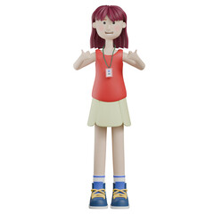3d render woman character posing both finger hands ok or thumbs up gesture pose