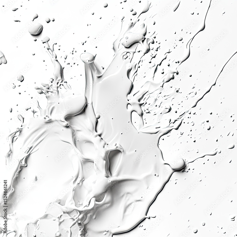 Poster abstract monochrome image of a liquid splash, showing dynamic movement and texture