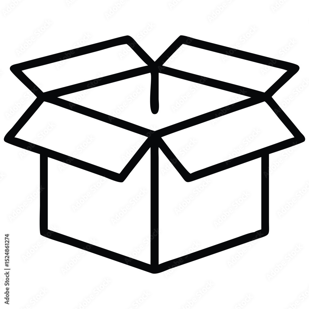 Poster opened package box illustration simple line drawing icon for shipping and delivery concepts